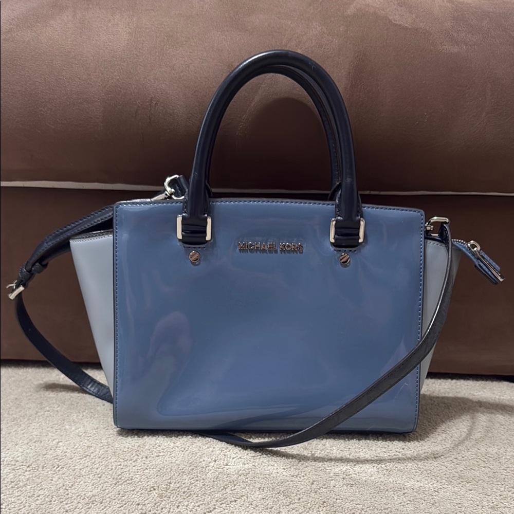 Michael Kors Navy and Light Gray Satchel